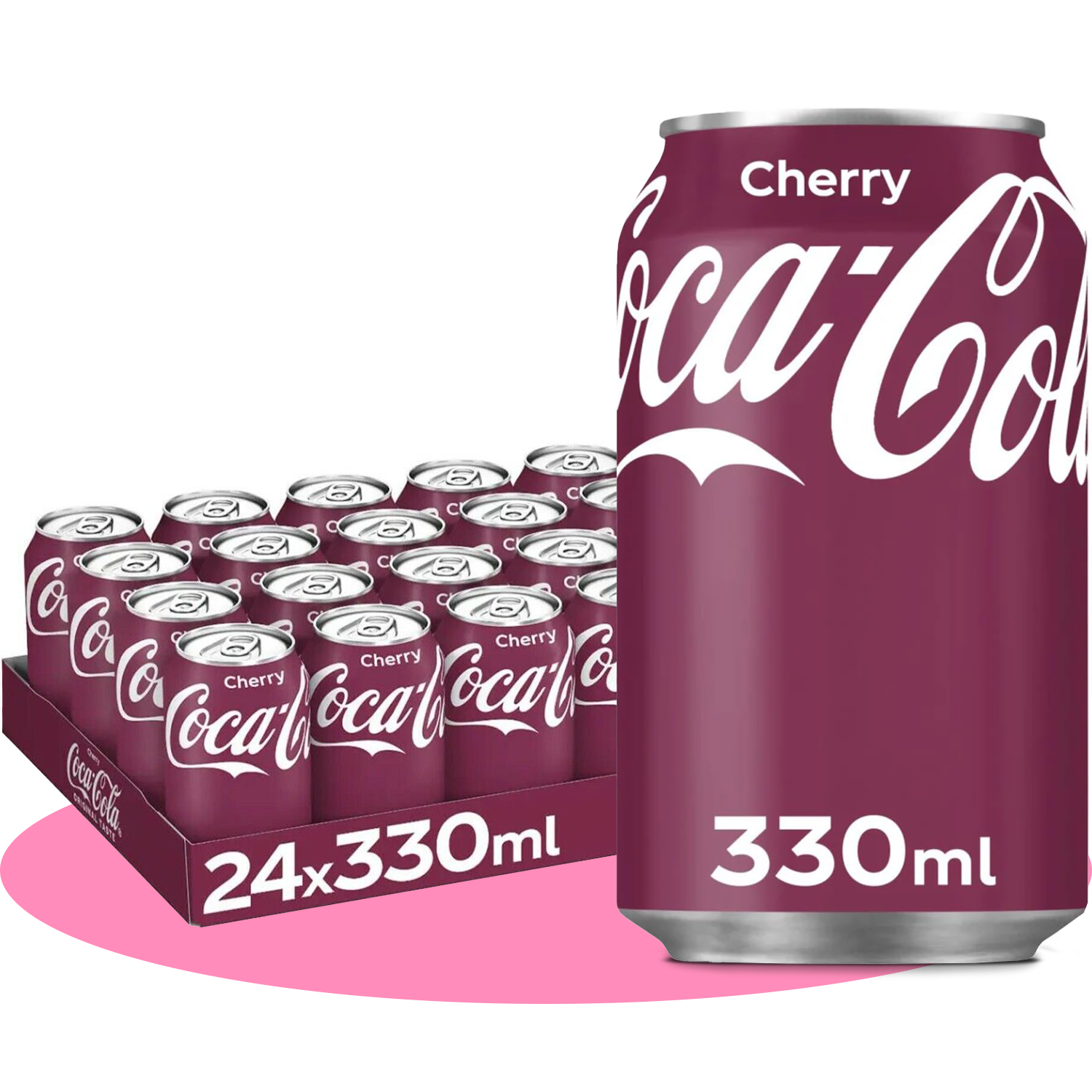 Coca-Cola Cherry, Refresco de Cola con Sabor a Cereza, Pack de 24 Latas de 330ml