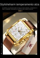 Reloj De Pulsera De Lujo Para Hombre OLEVS Cuadrado De Cuero Resistente Al Agua Luminoso Cronógrafo Marca Original Reloj - details 3