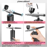 Kit De Aerógrafo Portátil Para Uñas Con Compresor Mini Pistoleta De Pulverización Para Pintura De Uñas Maquillaje Y Modelado De Artesanía - details 8