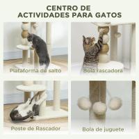 Árbol Rascador para Gatos, Árbol para Gatos 76 cm, Torre Escalador con Cama, Plataforma de Salto, Postes de Yute y Bolas de Juguete, Beige - details 3
