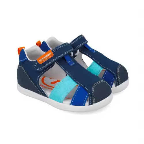 Sandalias lona niño BIOMECANICS 252198 en tonos azules con velcro. - 1