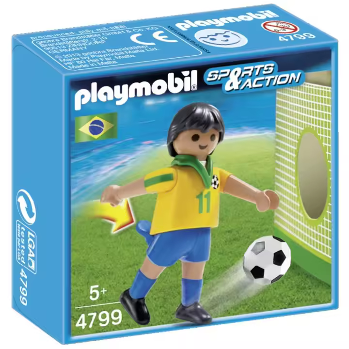 PLAYMOBIL JUGADOR DE FÚTBOL BRASIL, 4799, TIENDA CON LICENCIA OFICIAL - 1