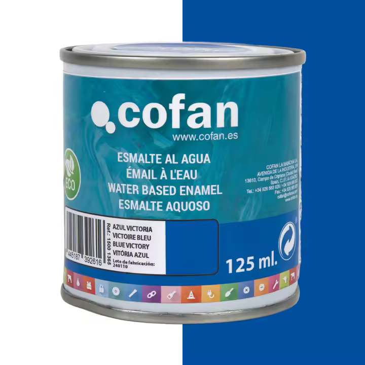 Cofan Esmalte ecológico al agua multisuperficies de alta calidad Color: Azul Victoria Acabado: Brillo Envase: 125 ml - 1
