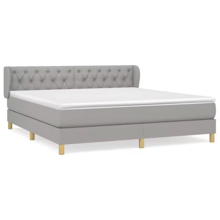 vidaXL Cama box spring con colchón tela gris claro 160x200 cm - 1