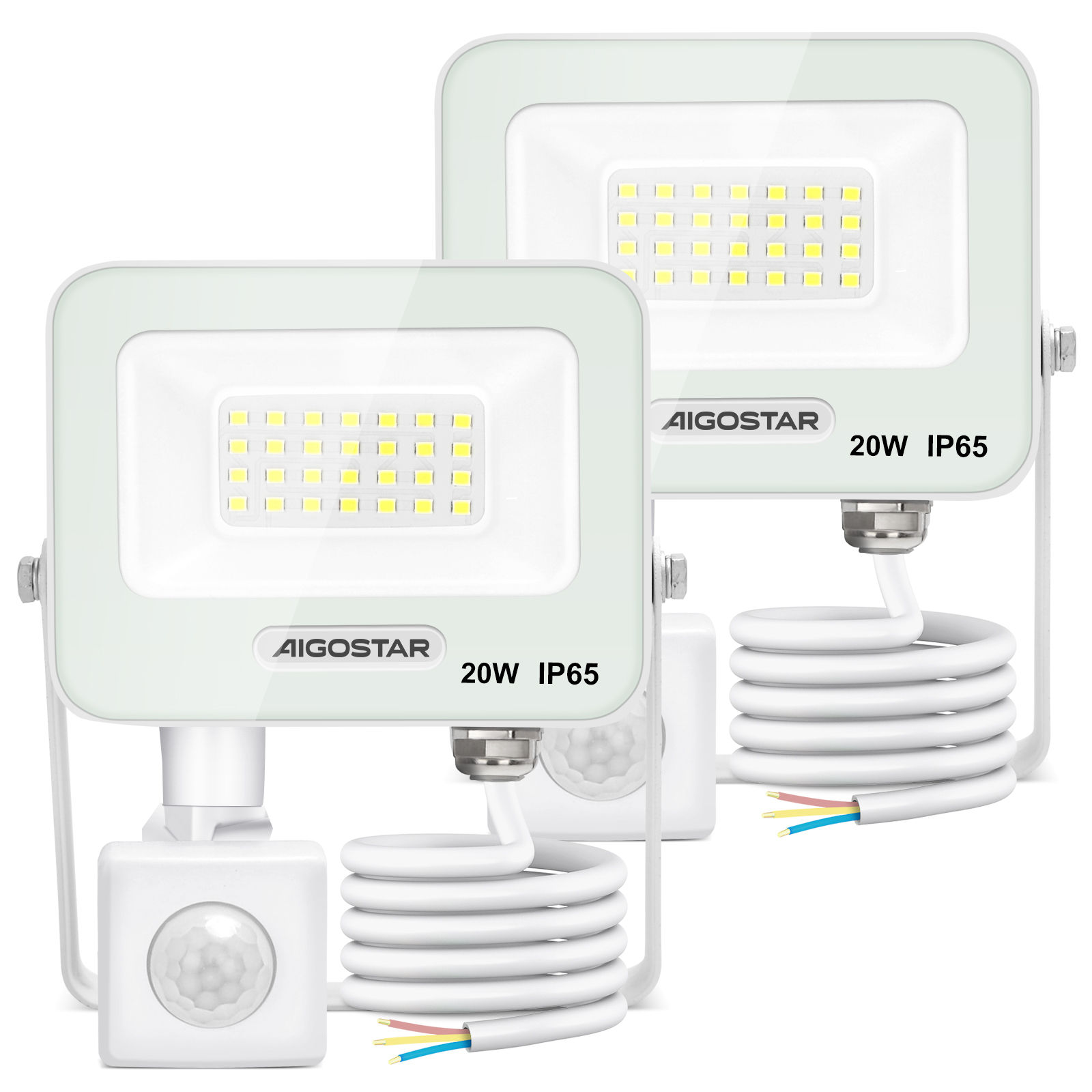 Aigostar Focos LED Exterior con detección de movimiento 30W 6500K,2 PCS