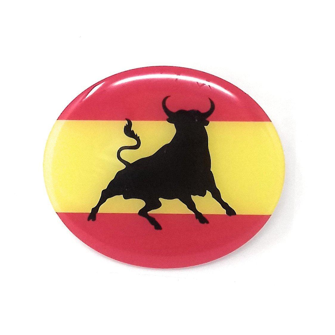 Valmoni Sport Bandera de España con Toro Pegatina 3D Adhesivo Relieve Resina Flexible