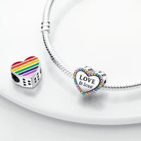 Beadas De Corazón Colorido En Plata Para Joyería De Pulsera Y Collar Con Encanto Para Chicos Y Chicas Accesorios De Moda Irregular - details 41