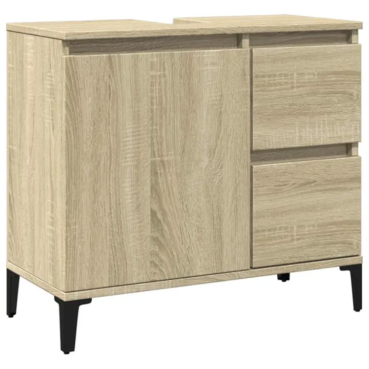 vidaXL Armario de baño madera contrachapada roble Sonoma 65x33x60 cm - 1