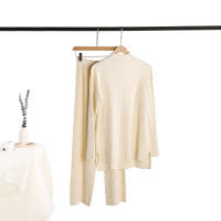 Conjunto De Ropa De Invierno Para Mujer REALEFT 2 Piezas Suéter De Cuello Medio Y Pantalones De Pista Tejidos De Alta Estiramiento Estilo Oficina Lady - details 2
