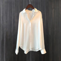 Camisa De Satén Para Mujer Primavera Verano Protección Solar Casual Suelta Versátil Con Cuello Redondo Manga Larga Suave Y Delgada - details 3