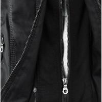 Chaqueta De Cuero Sintético Para Mujer Estilo Motociclista Con Capucha Negro Otoño-invierno Cierre De Cremallera Largo Regular - details 23