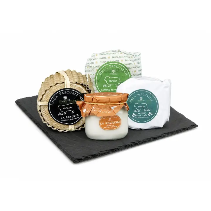 Tabla de Quesos Gourmet Finca Pascualete 600 g Aprox | Selección Premium de 4 Quesos de Oveja Artesanos | Retorta, ReCrema, Pastura con Trufa y Cumbre de Trujillo - 1