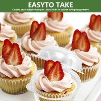 100Pcs Cajas De Tarta De Plástico Con Tapa Caja De Postre Individual Cuadrada Y Pilaable Para Cupcakes Translúcida - details 8