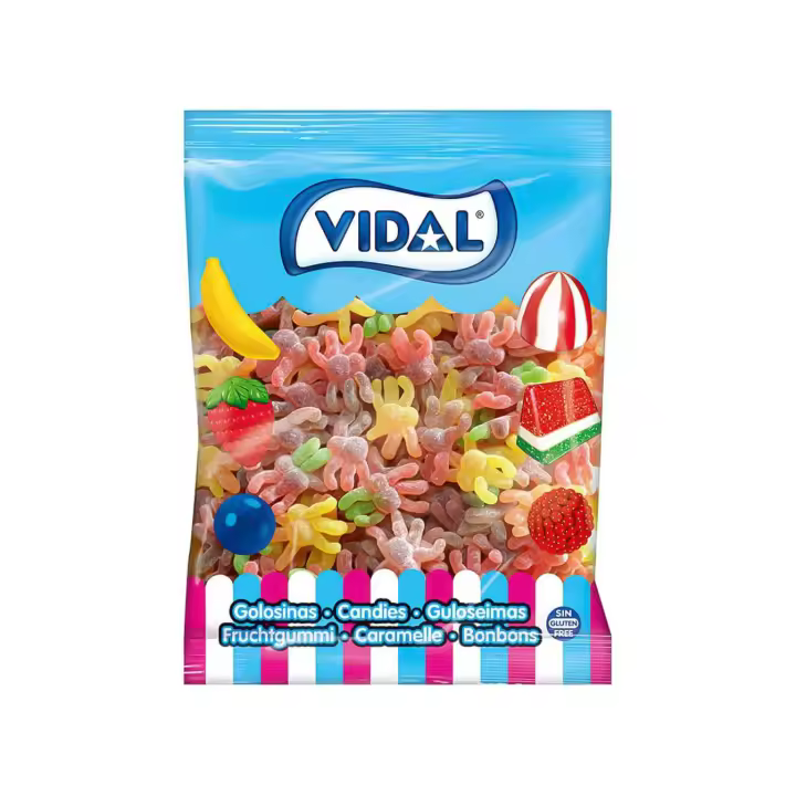 Vidal Arañas Pica Azúcar - Bolsa de 250 ud - Gominolas, chucherías sin gluten y sin grasa - 1