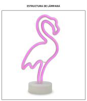 Lámpara De Mesa LED Neón Flamenco USB Regulable 3 Colores/RGB Para Dormitorio Estudio Luz De Vino Incluida Sin Pilas - details 2