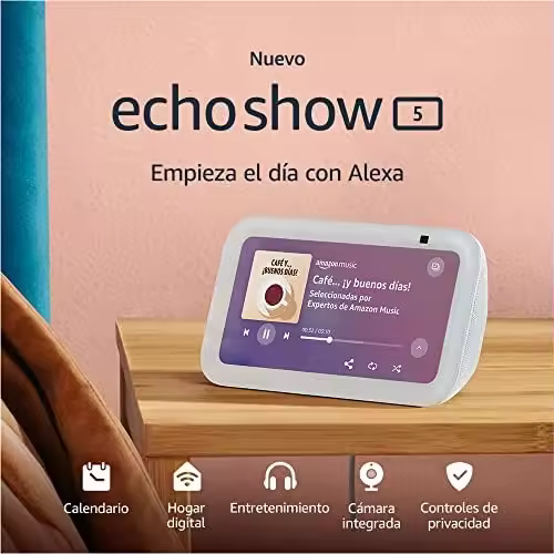 Echo Show 5 (Última generación) | Pantalla táctil inteligente con Alexa diseñada para controlar tus dispositivos de Hogar digital y más | Blanco - 1