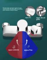 Grifo De Ducha De Baño Con Válvula De Mezcla Triple Cerámica Doble Manija Acero Inoxidable Moda Contemporánea Para Baño Y Ducha - details 3