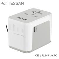 TESSAN Adaptador De Viaje Universal Con USB Y Tipo C Cargador De Pared Todoterreno Para Viaje En EU UK AUS Adaptador De Enchufe Estándar Con Protección Contra Sobrecargas - details 7