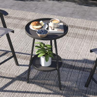 Outsunny Mesa de Jardín Redonda de 2 Niveles Mesa de Terraza Exterior Ø32x51 cm con Bandeja Inferior y Estructura de Metal para Exterior e Interior Negro - details 1