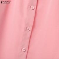Conjunto De Traje Elegante Para Mujer ZANZEA Otoño 2 Piezas Camisa De Manga Larga Y Pantalones Regular Para Trabajo Y Casual - details 12