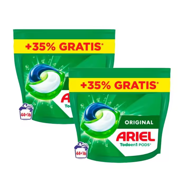 Ariel | Original Pods, Detergente Líquido Para Lavadora, frescura Desde El Primer Lavado, Incluso En Frío 2 Unidades de 60 Unidades - 1