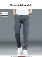 Pantalones Casuales Para Hombre De Seda Helada 2025 Verano Nuevos Negro Gris Delgados Negocios Casual Pantalones Rectos Elásticos Transpirables Para Exteriores - details 4