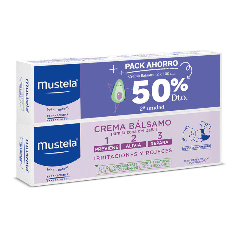 Mustela Pack Ahorro - Crema Bálsamo 1 2 3 para ña zona del pañal - 100ml+100ml
