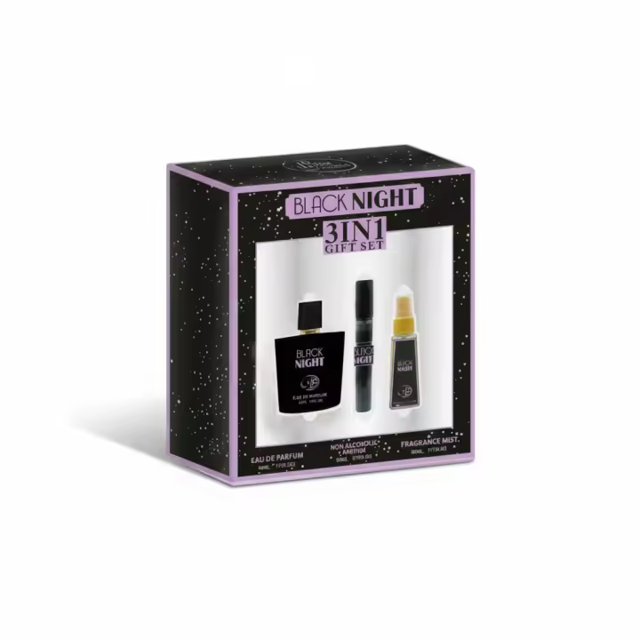 Set de perfume Black Night 3 en 1, incluye Eau de Parfum, spray sin alcohol y fragrance mist, fragancias intensas y modernas ideales para el uso diario o momentos especiales. Presentado en estuche original. 🚚 Envíos a España 24/48 horas. - 1