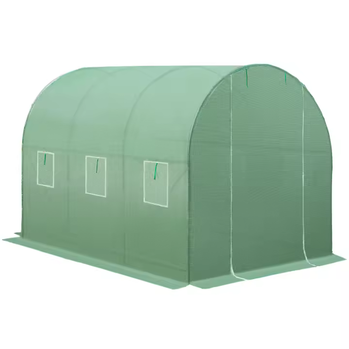 TECTAKE - Invernadero Exterior Tipo Túnel y 6 Ventanas, Cubierta de PE contra UVA y Antiescarcha, Invernadero Terraza 343x200x200cm, Caseta Jardín Exterior con Mosquitera, Cuerdas Tensoras y Piquetas - 1
