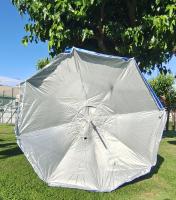 Sombrilla playa antiviento 160 o 220 cm, protección UV50 y revestimiento plateado, 8 varillas fibra de vidrio, mástil inclinable Ø28/32 mm incluye funda con asa, - details 0