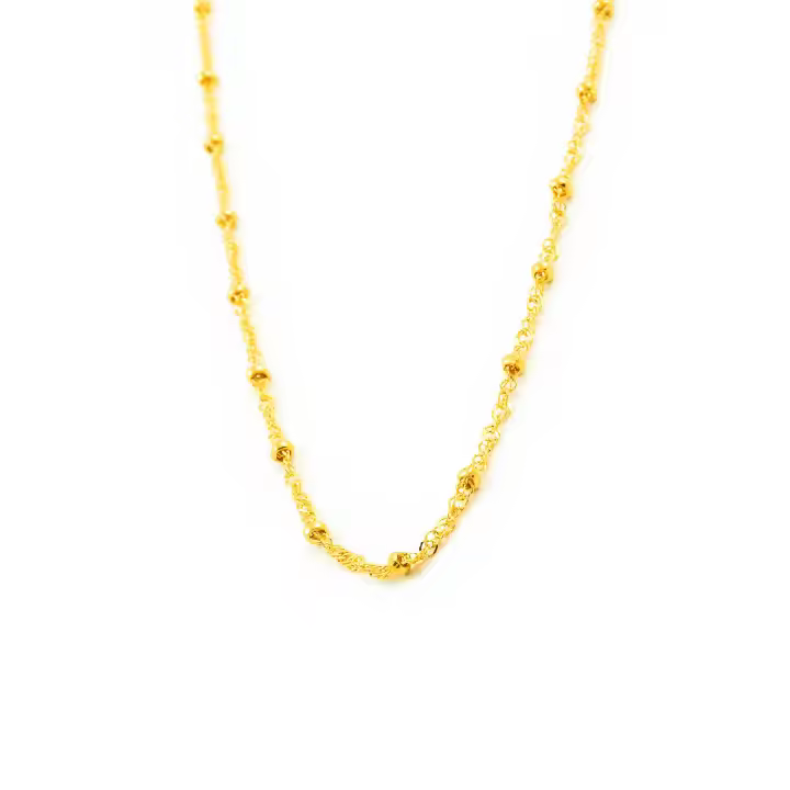 Cadena Oro Amarillo 18K Singapur con bolitas - Mondepetit - 45 cm - 1