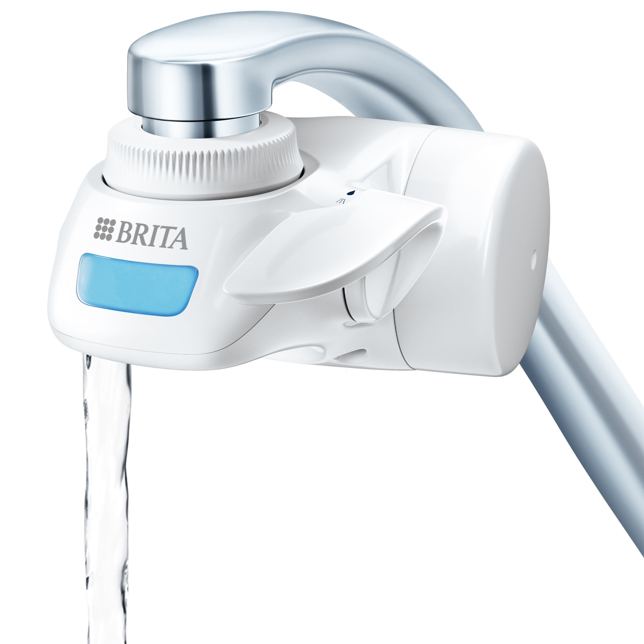 BRITA Sistema de Filtración On Tap Pro V-MF | Grifo con Filtro de Agua Incluye 1 Cartucho | Filtra hasta 600L | Elimina el 99,99 % de bacterias, cloro y microplásticos | Conserva minerales esenciales | Pantalla LCD con indicador de vida útil