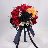 Bouquet De Novia Vintage Barroco Hecho a Mano Con Flores Negras Y Azules Accesorios De Boda Para Mujeres Material Poliéster - details 1