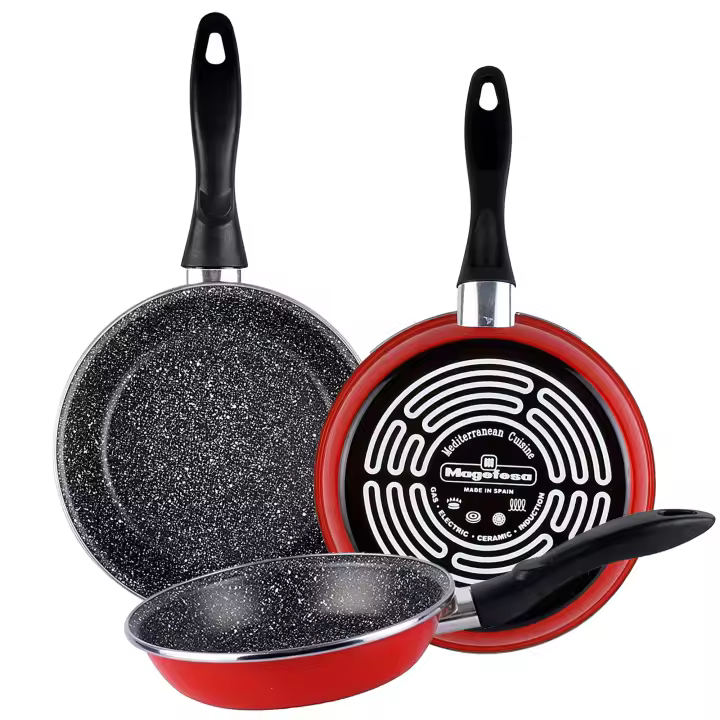 MAGEFESA K2 ROJO set de sartenes (24/26/28), acero esmaltado vitrificado, en rojo, inducción y lavavajillas - 1