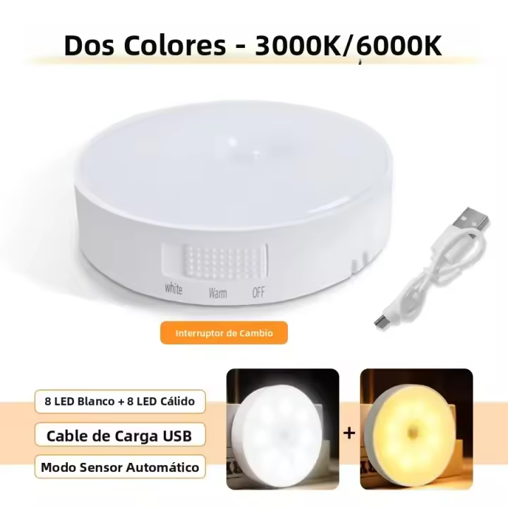 Lámpara Nocturna LED Con Sensor De Movimiento PIR Luz De Noche Recargable USB Para Dormitorio Cocina Armario Escaleras Pasillo - 1