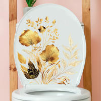 Pegatinas Creativas De Flor Dorada Para Baño Adhesivas Para Puerta Y Pared De Baño Decorativas Vinilo Decales Para Lavabo - details 2