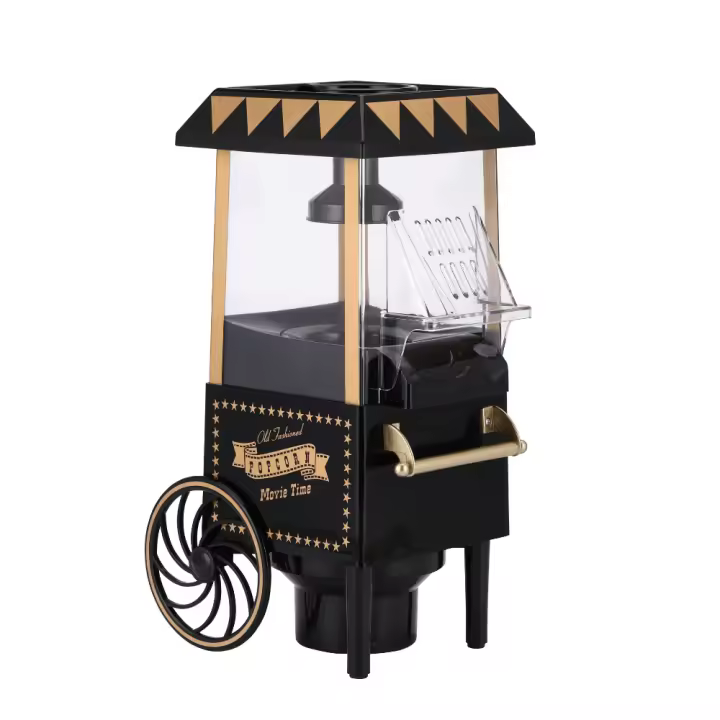 NK Palomitero Retro, Máquina de Palomitas de Maíz Eléctrica 1200W, Botón fácil de utilizar, Preparación listas en 2 minutos, Aire Caliente, Tamaño 0,3L, Portable, Ideal para Casa, Color Negro - 1