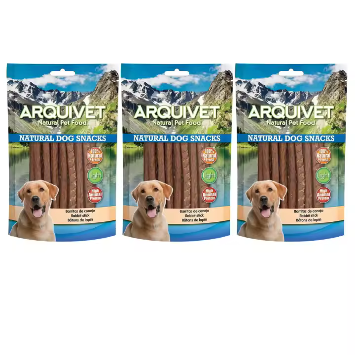 Snacks Naturales para Perros Barritas de Conejo 100g - (pack de 3 unidades) Arquivet - 1
