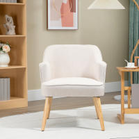 HOMCOM Butaca de Salón Moderno Sillón Individual Tapizada en Lino con Patas de Madera Reposabrazos y Almohadillas Ajustables para Dormitorio Oficina Estudio Carga 120 kg 64,5x65x79,5 cm Rosa - details 5