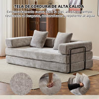 Sofá cama convertible de chenilla suave Sinaopus, asiento doble, no requiere montaje - tela resistente a los arañazos, imprescindible para apartamentos cómodos - details 1