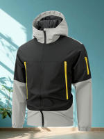 Chaqueta De Hombre Con Collar Stándar Para Otoño Deportiva a Prueba De Viento Con Cierre De Cremallera Y Gorro Caliente Casual Con Varios Bolsillos Ropa De Exterior Para Escalada - details 3