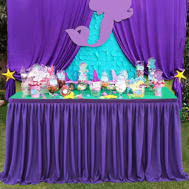 Decoración De Fiesta En Encaje Satinado De Circunferencia Para Mesa Cumpleaños Boda Conferencia Faldón De Mesa Impermeable - 1