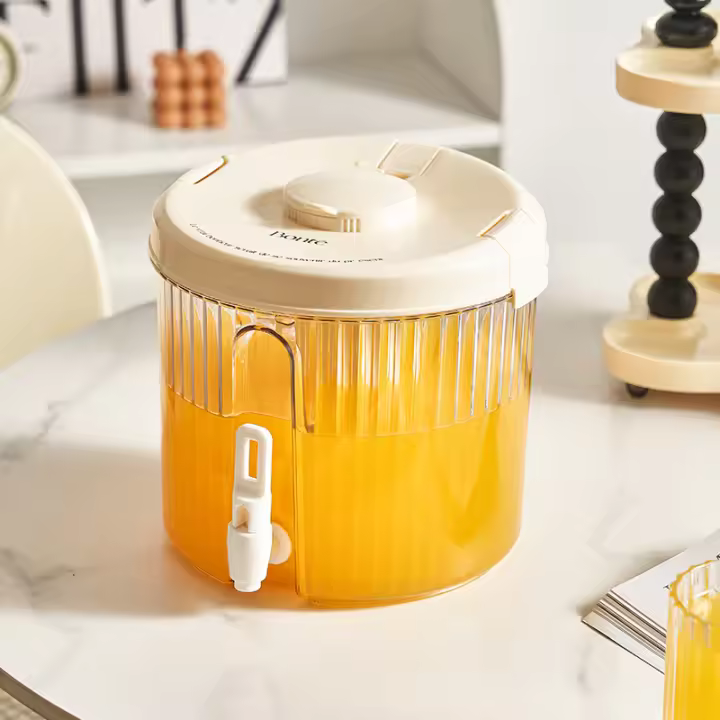 Hervidor De Agua Fría Para Camping De Verano Con Limón Té De Frutas Té De Flores Con Grifo Kettle De Aire Acondicionado De Crema 4L - 1