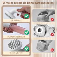 Cepillo De Baño Para Perros 3 En 1 Cepillo De Peluquería Para Mascotas Con Cabeza De Limpieza Y Masaje Silicona Suave Para Lavado Con Jabón - details 3