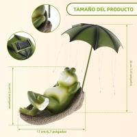 Decoración De Jardín Luz Solar LED Estatua De Rana Con Paraguas Impermeable Resina Creativa Y Divertida Para Exteriores - details 6
