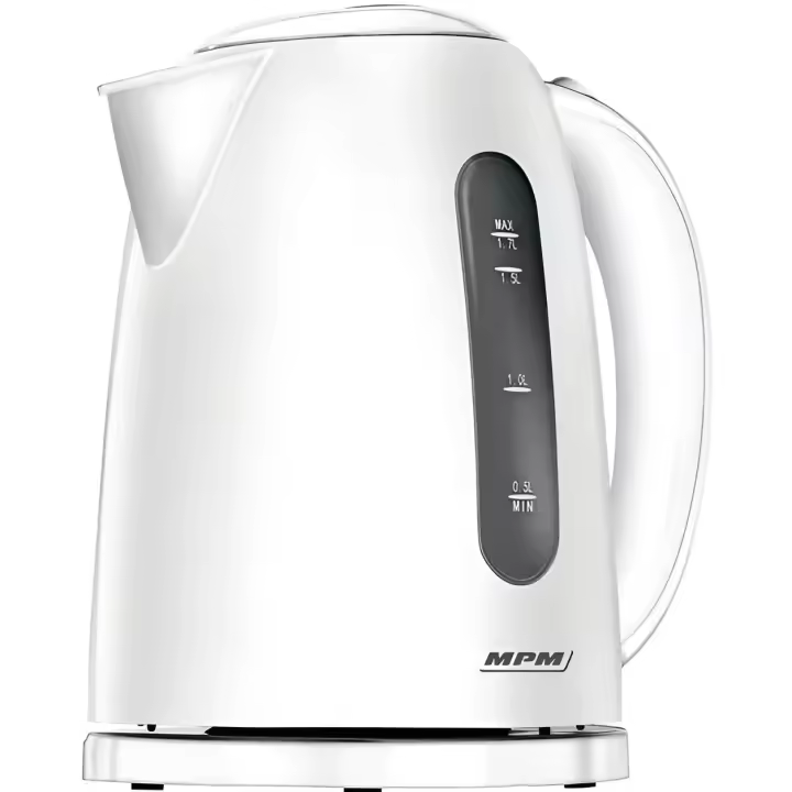 MPM MCZ-85 Electric Kettle, 1.7L, 2200W, BPA Free, White with 360° Rotating Base, Fast Boiling, Water Level Indicator, Hidden Heating Elements, Removable Filter, perfect for tea and coffee. - 1