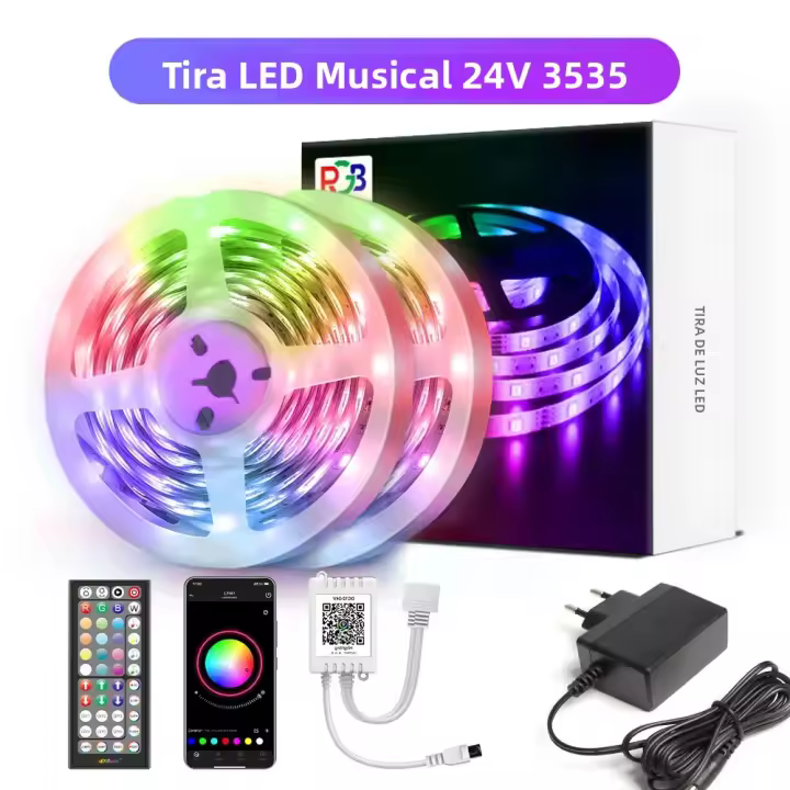 Tira De LED RGB Flexible 40m/30m/20m/15m DC 24V Con Control Por App Y Sincronización Musical Para Decoración De Navidad Y Habitaciones - 1