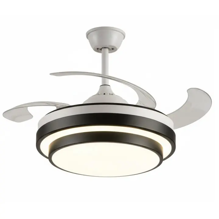BEL AIR HOME - MINI Ventilador de Techo SELENE con Motor DC y Aspas Desplegables con Luz Led 24W MEMORIA y Regulable - 1