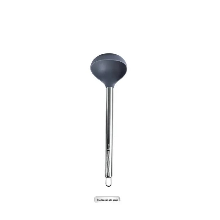 1-Pack Utensilios De Cocina De Silicona Con Mango De Acero Inoxidable Resistente Al Calor Cuchara De Sopa Colador De Pasta Accesorios De Cocina Ecológicos - 1