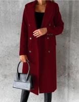 Nueva Chaqueta De Moda Para Mujer 2025 Otoño Invierno Cuello En V Largo Con Bolsillos Doble Botón Estilo Casual Largo (26+ Pulgadas) - details 15